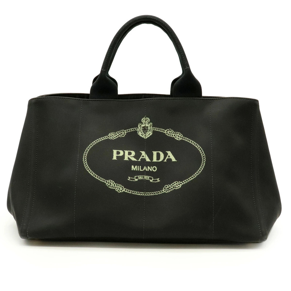 Prada Canapa Tote Bag Handbag Canvas Black